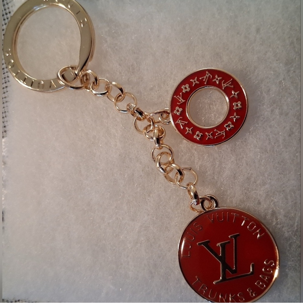 Luxury Louis Vuitton RED and Gold Keychain Authentic